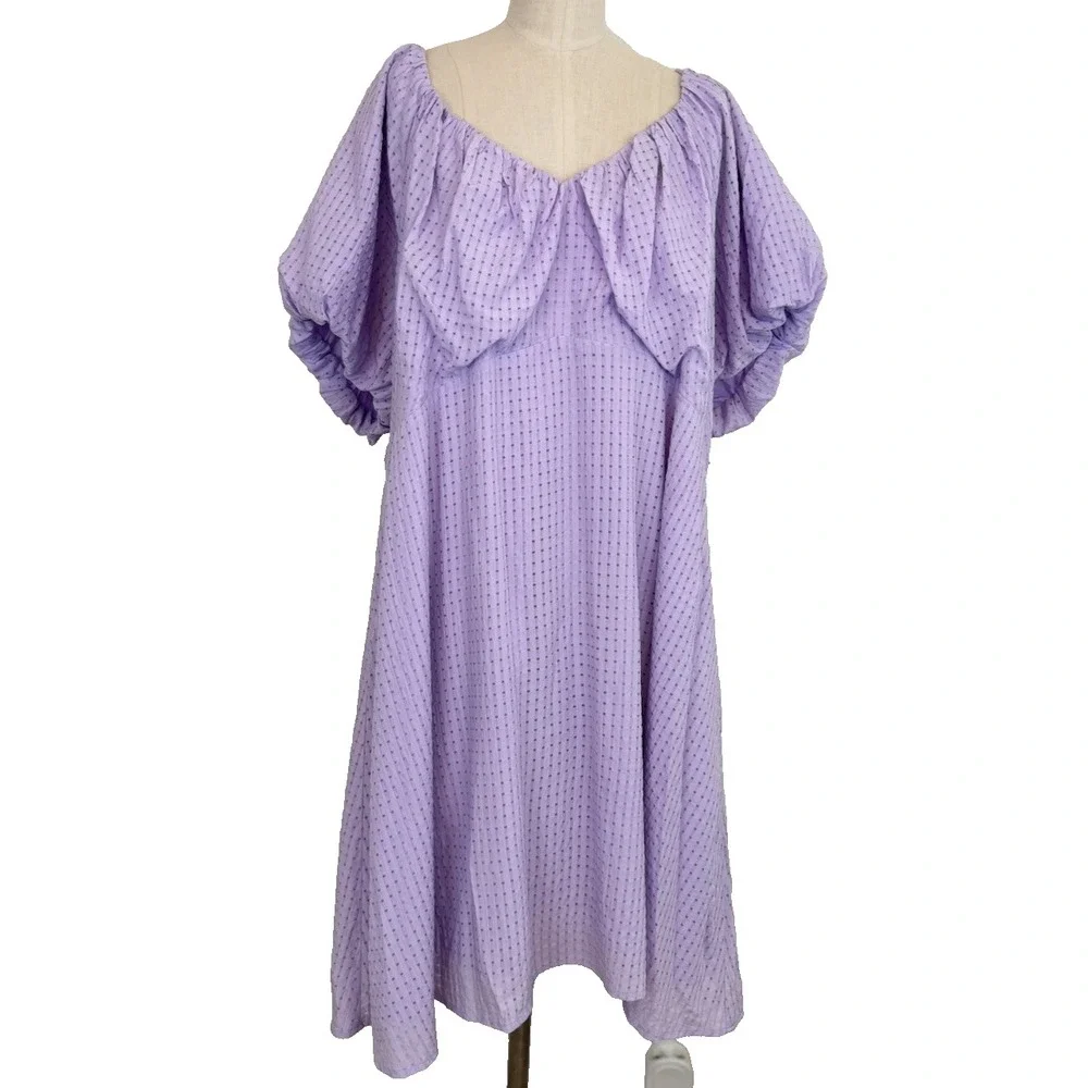 Old Navy Dress Babydoll Dress XXL Purple Puff Short Sleeves Cottagecore Coquette